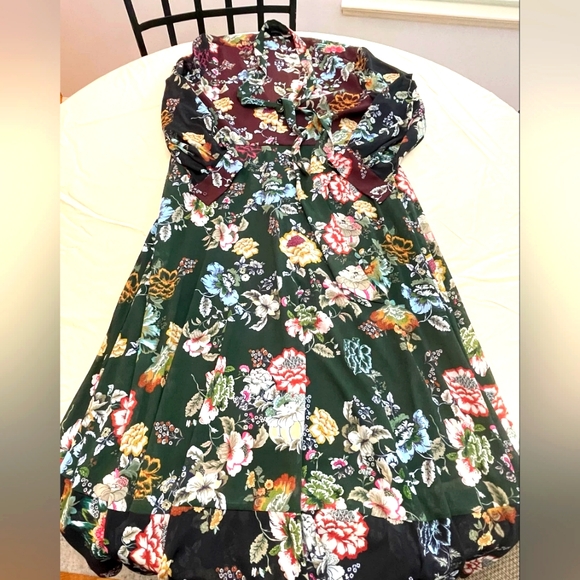 Zara floral tie neck long sleeve midi dress size extra large - Picture 4 of 7